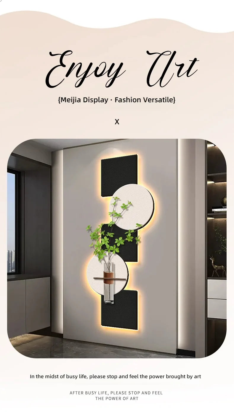 Modern Hydroponics Green Plants LED Decorative Paintings Home Decor Living Room Bedroom Entrance Hallway Sandstone Mural Lights