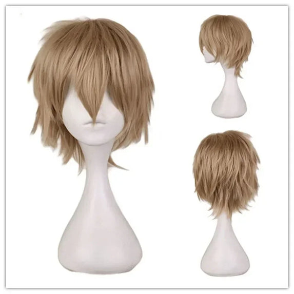 Universal Short Cosplay Wig Silver Red Pink Blonde Grass Green Black Straight Men's Wig for Halloween Cosplay Costume Party