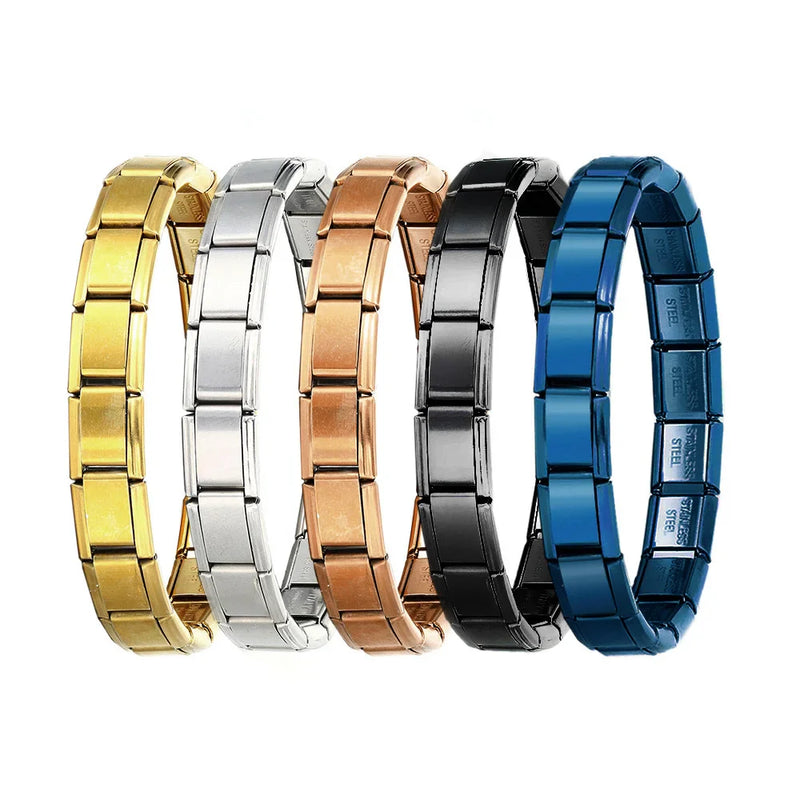 New Women's Jewelry DIY 9mm Width Itanlian Elastic Charm Bracelet Fashion Stainless Steel Fashion Bangle