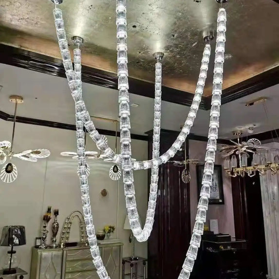 Post-modern simple luxury dining room glass chandelier Nordic designer minimalist art strip living room study bar