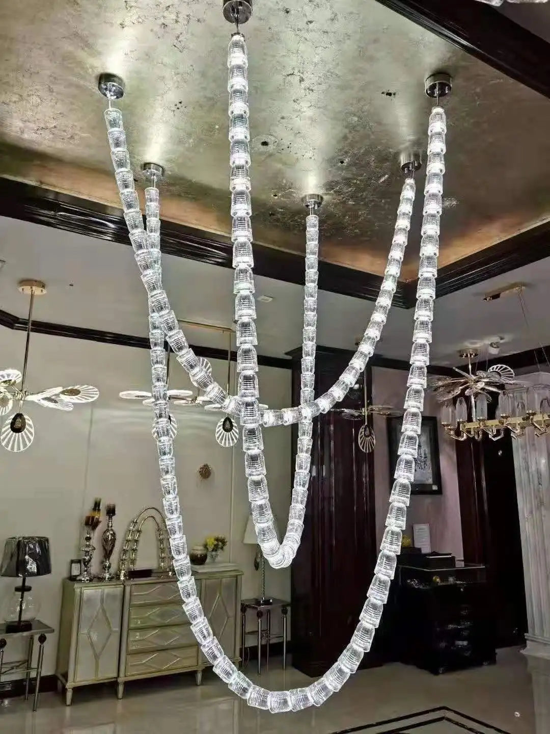 Post-modern simple luxury dining room glass chandelier Nordic designer minimalist art strip living room study bar