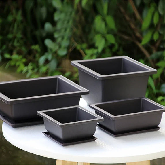 Flowerpots Imitation Purple Clay Succulent Plants Pots Outdoor Garden Landscape Bonsai Pot Trays Rectangular Square Planter