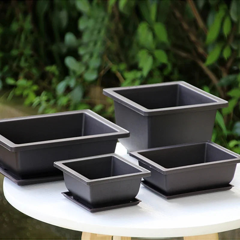 Flowerpots Imitation Purple Clay Succulent Plants Pots Outdoor Garden Landscape Bonsai Pot Trays Rectangular Square Planter