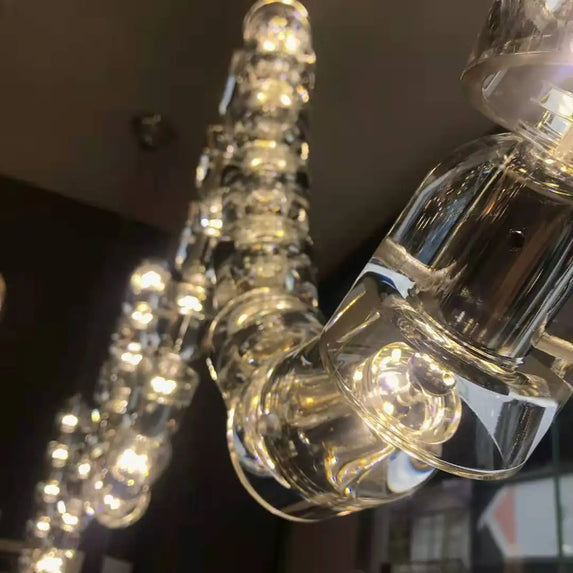 Post-modern simple luxury dining room glass chandelier Nordic designer minimalist art strip living room study bar