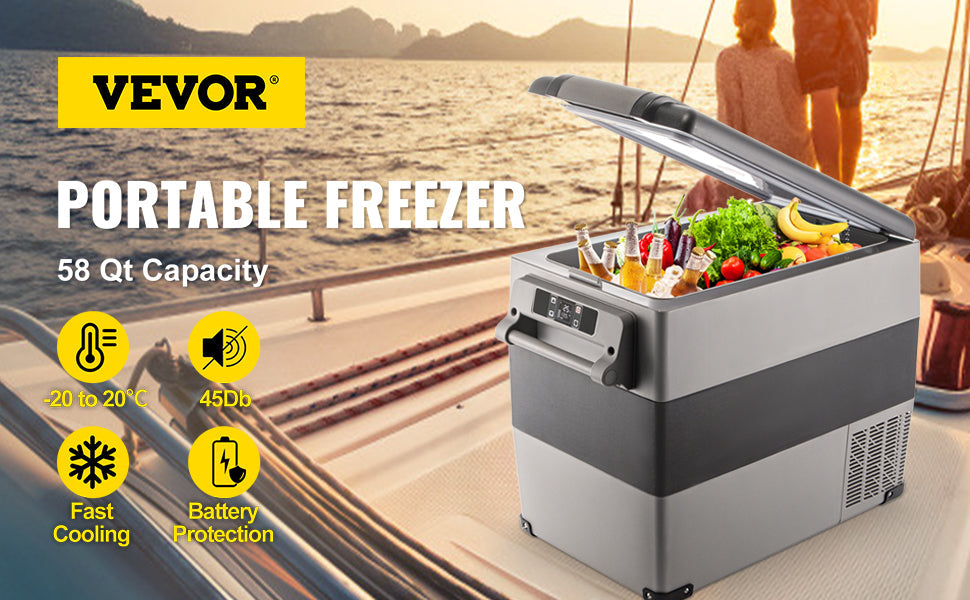 VEVOR 20L 22L 35L 45L 55L Car Refrigerator Mini Fridge Freezer Portable Compressor Cooler 12/24V DC 110-240V Ice Box for Camping