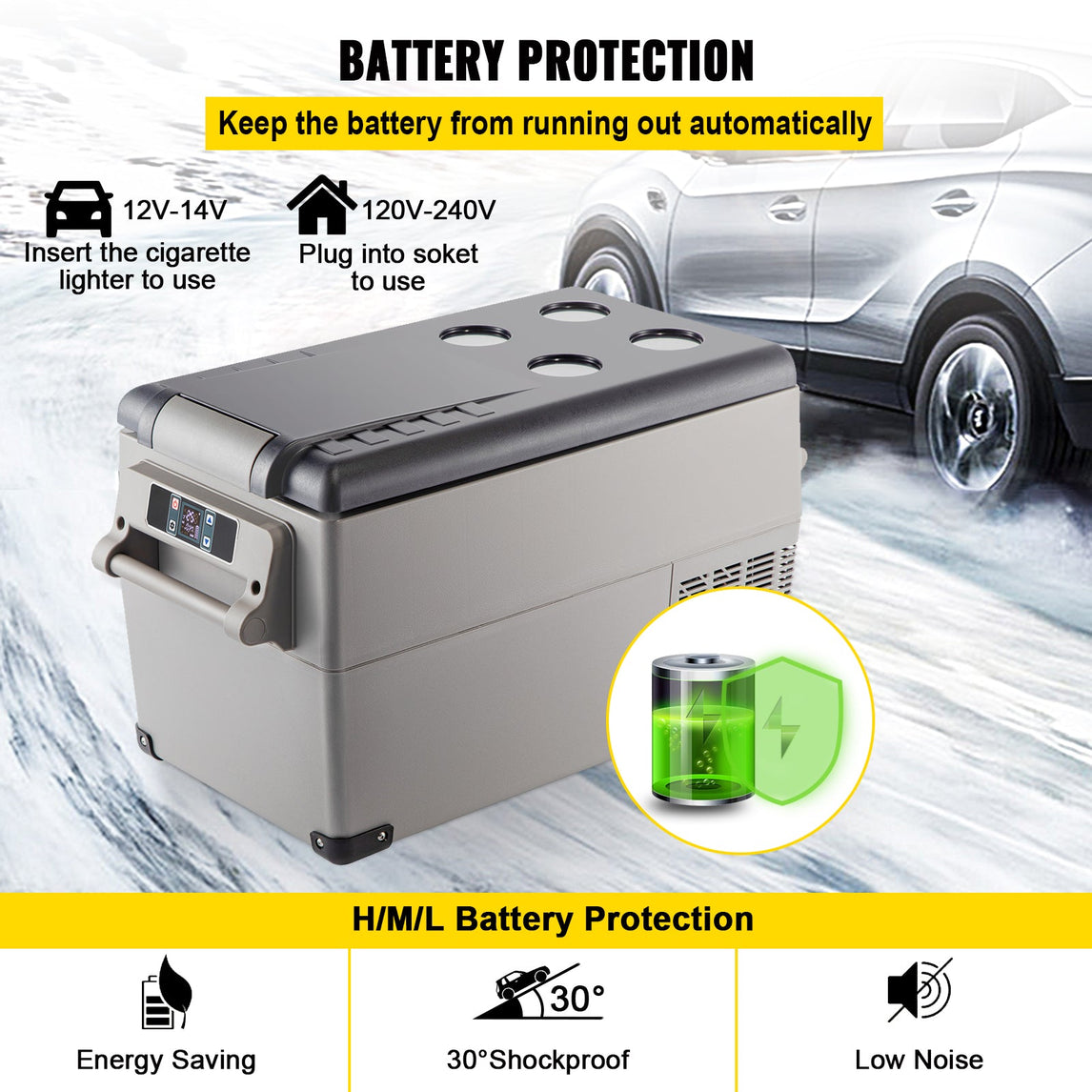 VEVOR 20L 22L 35L 45L 55L Car Refrigerator Mini Fridge Freezer Portable Compressor Cooler 12/24V DC 110-240V Ice Box for Camping