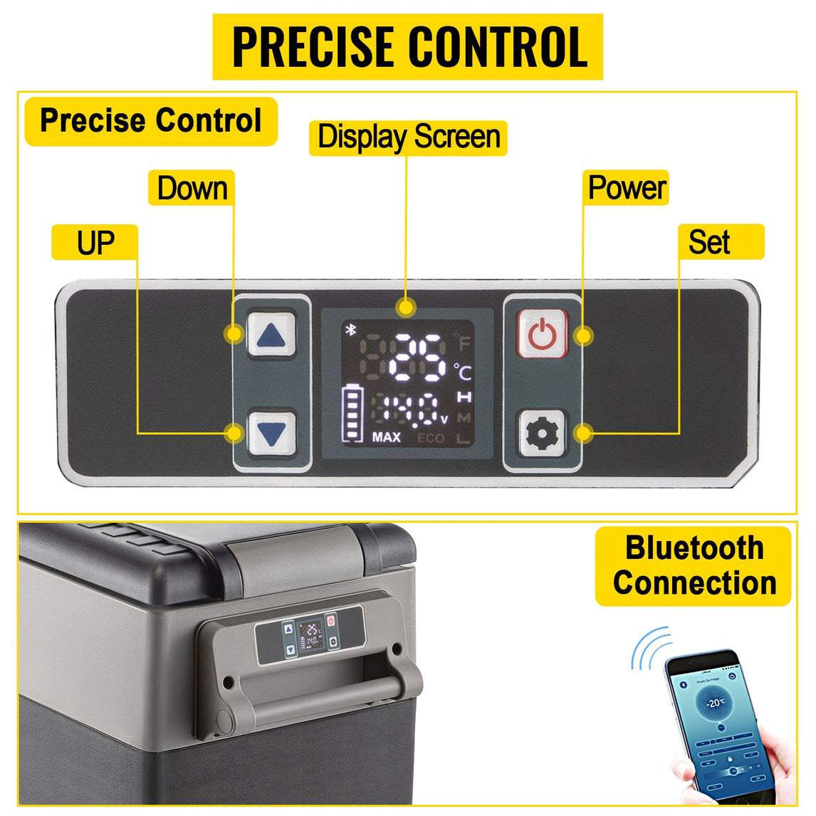 VEVOR 20L 22L 35L 45L 55L Car Refrigerator Mini Fridge Freezer Portable Compressor Cooler 12/24V DC 110-240V Ice Box for Camping