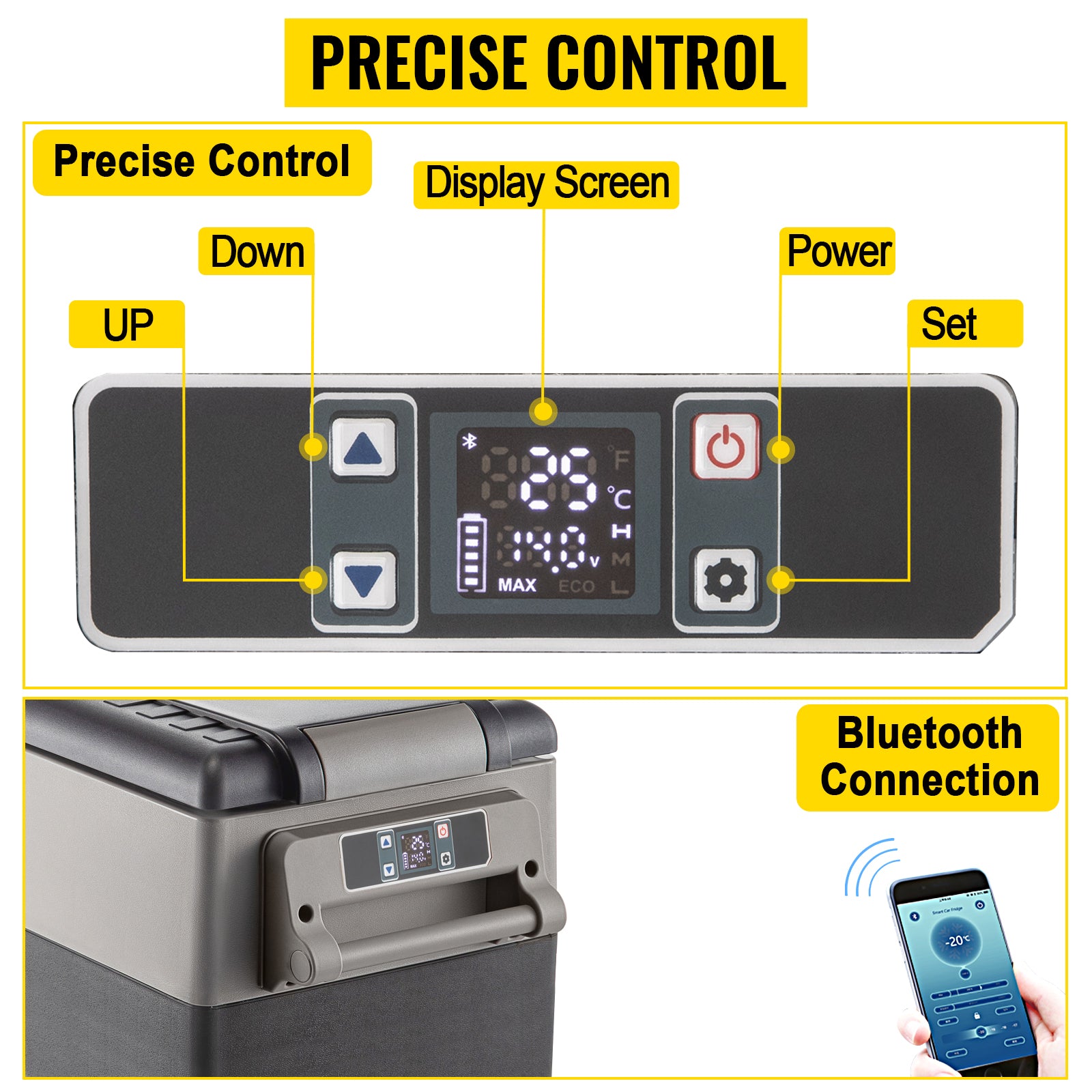VEVOR 20L 22L 35L 45L 55L Car Refrigerator Mini Fridge Freezer Portable Compressor Cooler 12/24V DC 110-240V Ice Box for Camping