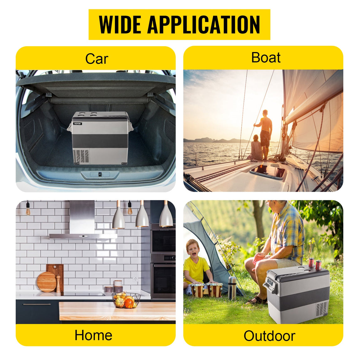 VEVOR 20L 22L 35L 45L 55L Car Refrigerator Mini Fridge Freezer Portable Compressor Cooler 12/24V DC 110-240V Ice Box for Camping