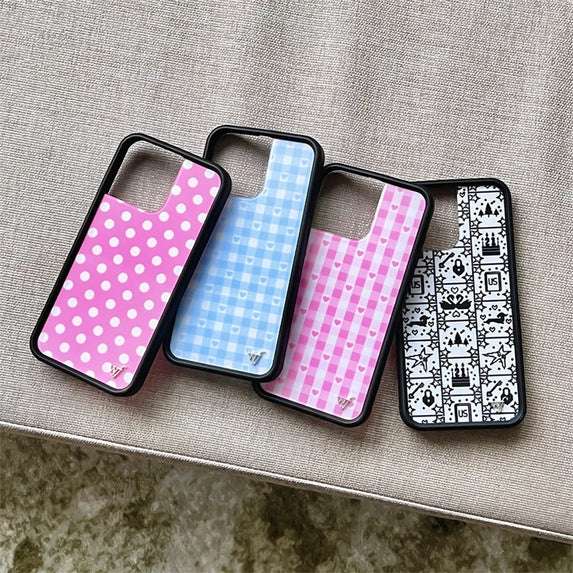 Wildflower cute Polka Dot Love plaid phone case iPhone13 Pro 14 Pro 15 Pro 14plus 16promax 12 WF acrylic stylish back cover