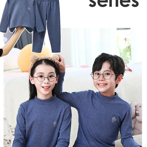 Autumn Winter Thermal Underwear Suit Girls Clothing Sets Boys Pajama Sets Baby No Trace Warm Sleepwear Candy Colors Kids Clothes