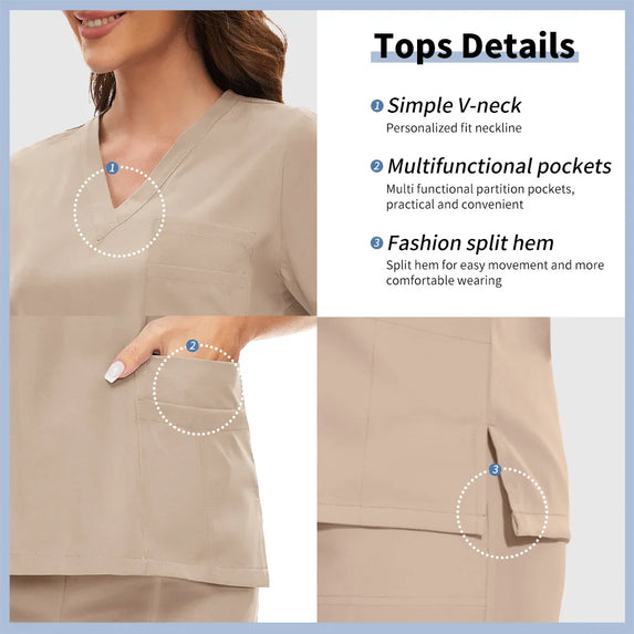 Anti Wrinkle Washable Soft Hospital Uniform Hot Sale Pet Vet Nurse Scrub Set Women Medical Scrubs Sets Women Medical Accessories