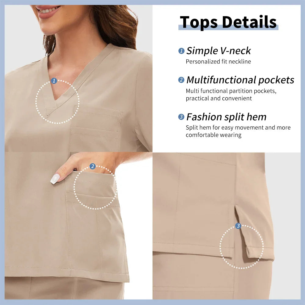 Anti Wrinkle Washable Soft Hospital Uniform Hot Sale Pet Vet Nurse Scrub Set Women Medical Scrubs Sets Women Medical Accessories