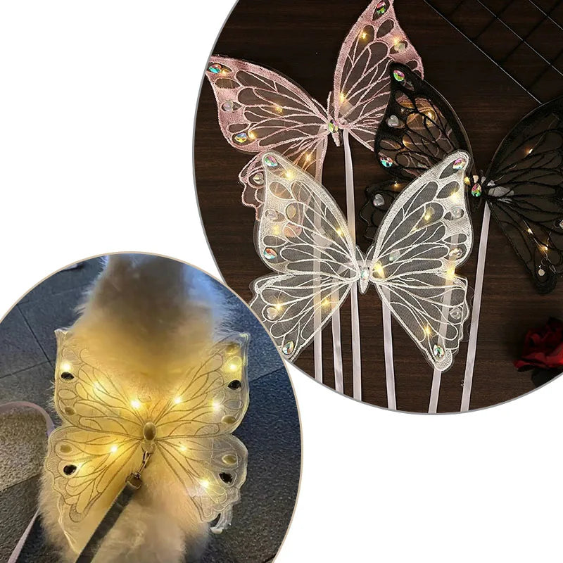 Dog Wings Glowing Butterfly Pet Back Decoration Creative Cute Cat Accessorie Dog Clothes for Small Medium Accessory Pet Supplies