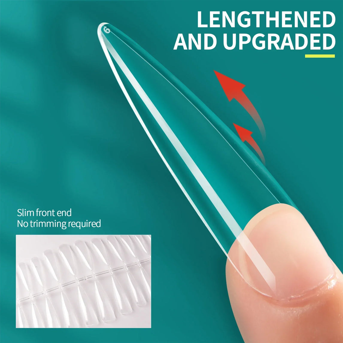 Nailpop XXL Coffin Nail Tips Full Cover Extra Long Acrylic Extension System Clear Artificial False Nails Manicure Salon Supply