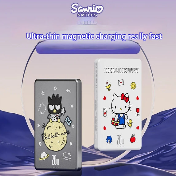 Sanrio Magnetic Power Bank Hello Kitty Cartoon Mini 5000ma Large Capacity Ultra-Thin Magnetic Fast Charging Power Bank Gift