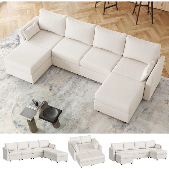 110.24" Modular Sectional Sofa, 6 Seat Modular Couch with Storage, Memory Foam, Convertible Sectional Couches for Living Room