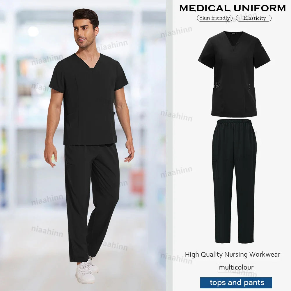 Wholesale Scrubs Uniforms Sets Medical Scrub Stretch Suit Healthcare Nursing Articles Unisex Surgical Uniforms Woman Men Uniform