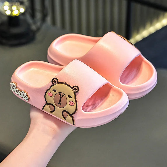 Children Slippers Cute Cartoon Girl EVA Home Slippers 2-16 Years Old Capibala Boys Non Slip Soft Soled Bathroom Slippers