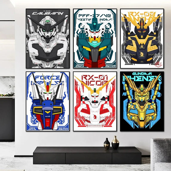 1PC G-Gundam Decorative Painting Poster Self-adhesive Art Waterproof Paper Sticker Coffee House Bar Room Wall Decor