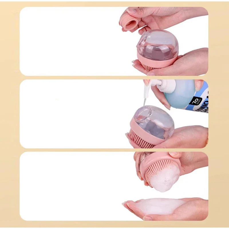 Pet Bath Brush 2025 New 2 In 1 Dog Bath Brush With Built-in Shampoo Dispenser Pet Wash Brush Dogs Cats Grooming Massage Brush