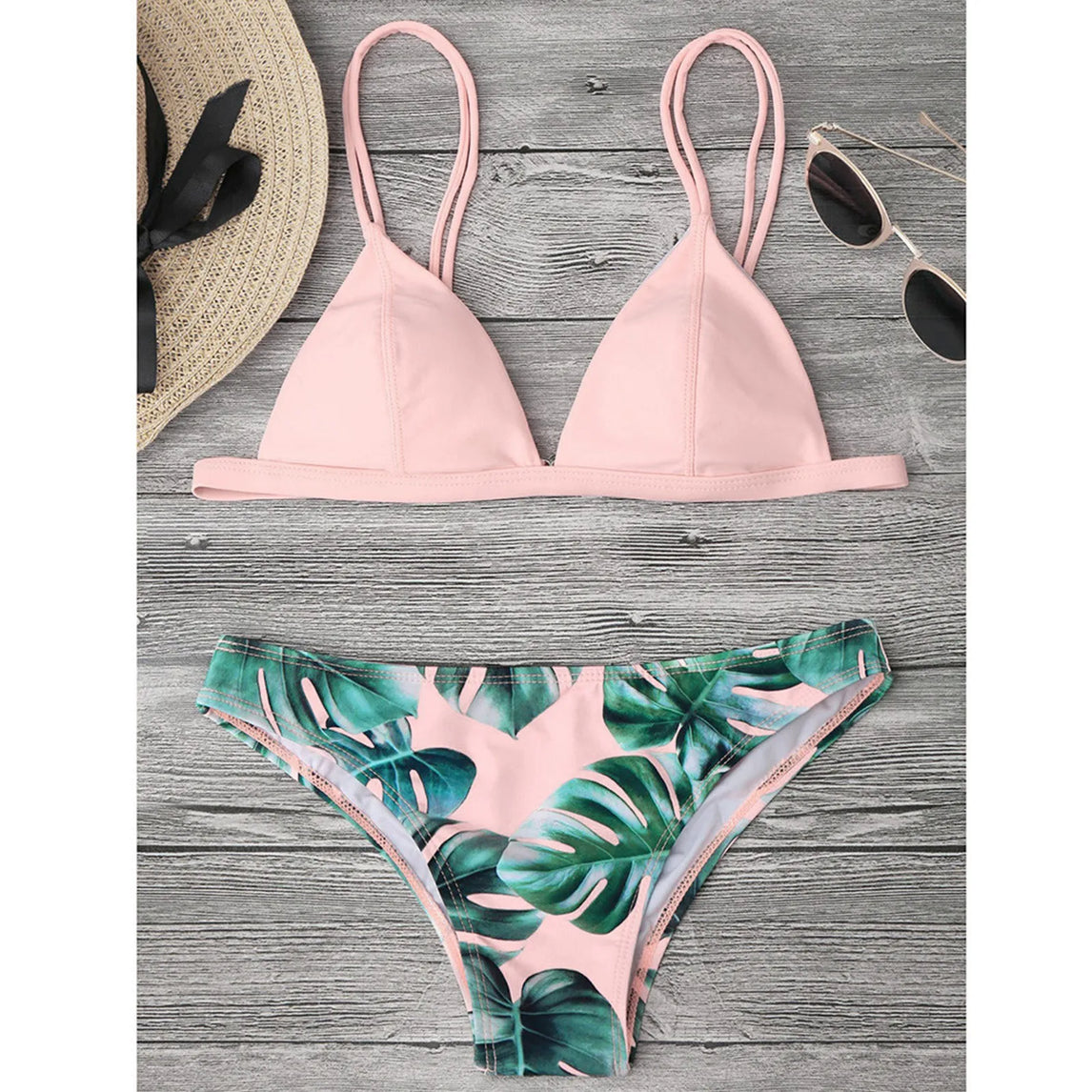 Leaves Print Bikinis Set For Women Swimwear 2024 Padded Push-Up Beachwear Bather Bathing Set Beachwear Summer Bikini Set Femme