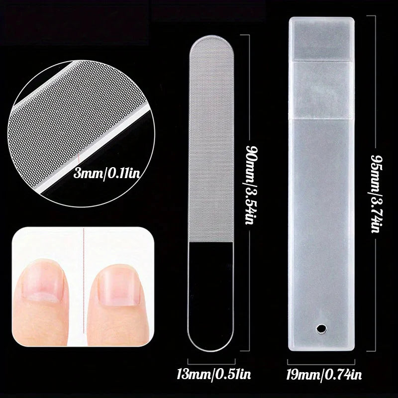 3pcs Nano Glass Nail Files Professional Sanding Polishing Files Transparent Nail File Grinding Equipment Manicure Art Tools
