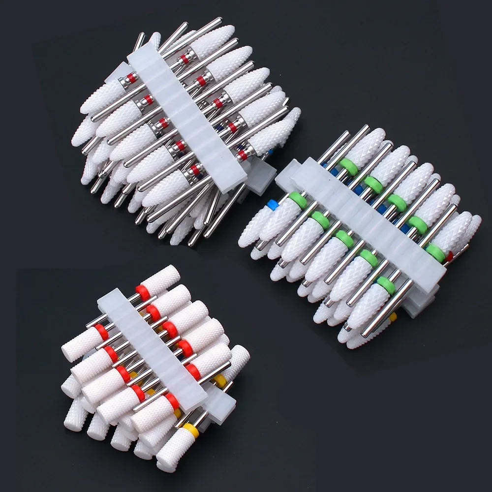 10pcs Ceramic Nail Drill Bits Set Milling Cutter for Manicure Drills Electric Nail Files Cuticle Remove Nail File Art Tools