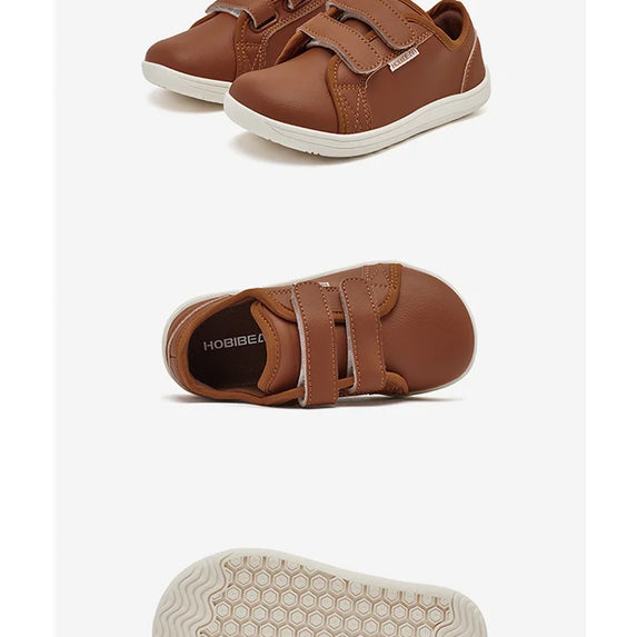 HOBIBEAR Kids Barefoot Shoes Little/Big/Kid Wide Toe Minimalist Sneakers Lightweight Hook Loop Artificial Leather Shoes