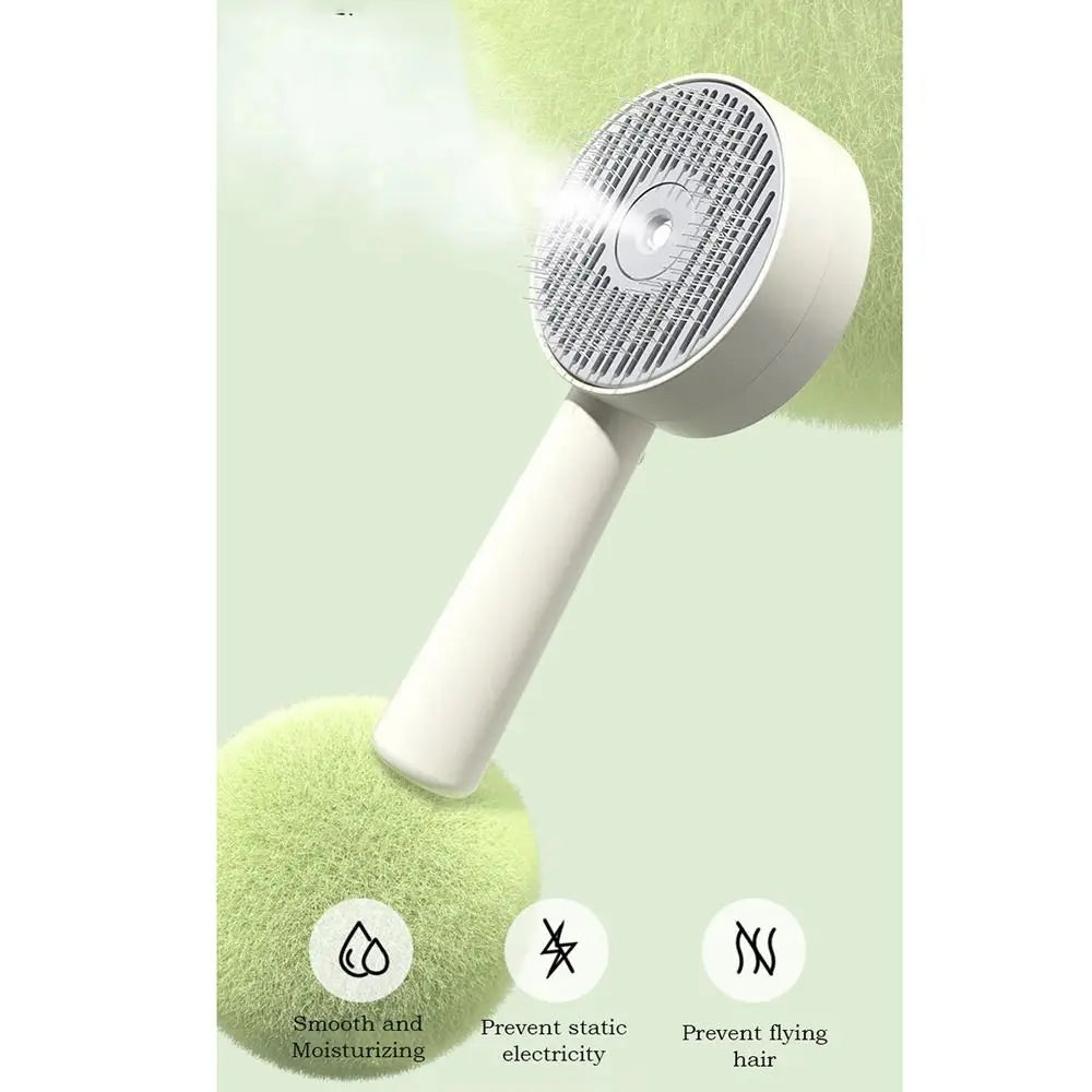 Anti-Static Pet Spray Hair Comb Massaging Demating Cat Steamy Shedding Brush Removes Loose Fur One-click Cleaning Button
