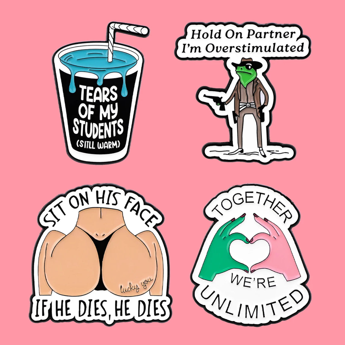 Funny Butt Quotes Enamel Pin Cute Frogs Bottle Brooch Lapel Pins Badge on Backpack Clothing Accessories Fashion Jewelry Gifts