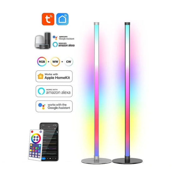 LED Smart Corner Floor Lamp Tuya WIFI Bluetooth Standing RGB Ambient Light Game Room Wall Decor Work with Alexa Google Assistant