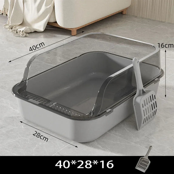 Kitty Sandbox Cat Litter Box Semi-enclosed Splashproof Cat Tray Cat Toilet Cleaning Basin Supplies Pet Toilet Kitten Tray Bedpan