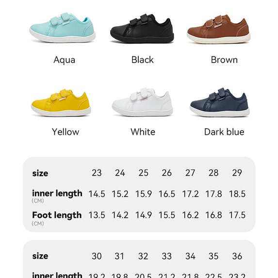 HOBIBEAR Kids Barefoot Shoes Little/Big/Kid Wide Toe Minimalist Sneakers Lightweight Hook Loop Artificial Leather Shoes