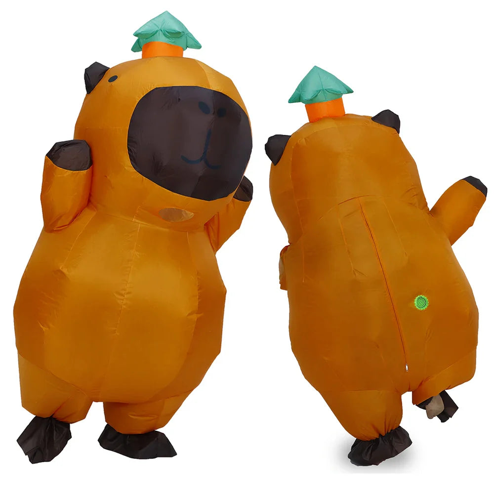 Cartoon Capibara Costume Inflatable for Adult Fancy Halloween Cosplay Party Dress Performance Inflated Garment Air Blow Suit