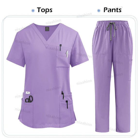 High Quality Medical Clothing for Women Uniform Nurse Lab Coat Unisex Wholesale Tops and Pants Suits Nursing Scrubs Uniforms Set