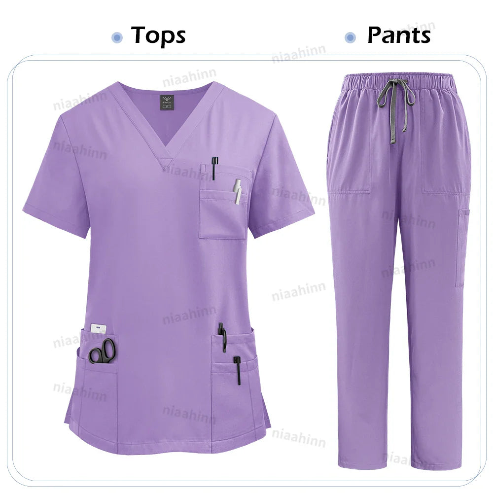 High Quality Medical Clothing for Women Uniform Nurse Lab Coat Unisex Wholesale Tops and Pants Suits Nursing Scrubs Uniforms Set