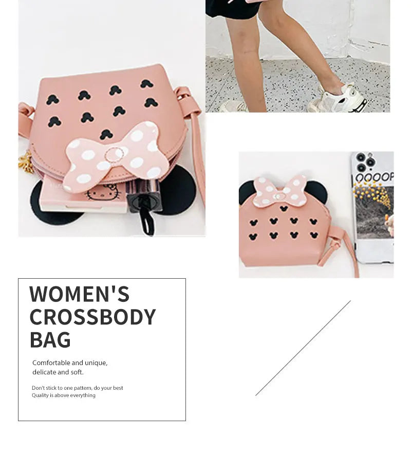 Women Fashion Cute Cartoon Mini Bag Portable Travel Crossbody Bag Simple Adjustable Shoulder Bag
