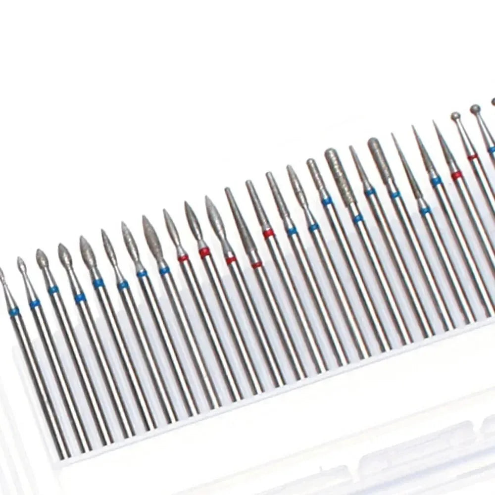 30pcs/Set Diamond Burrs Nail Dill Bit Milling Cutter for Manicure Grinding Bits Nail Art Tools Accessories