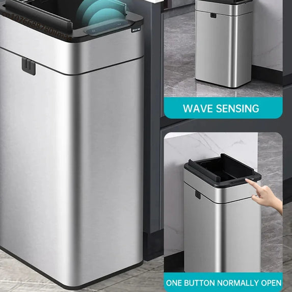 Smart Trash Can 15L 20L 30L 40L 50L 60L Stainless Steel Waste bin High Trash Cans Garbage Bin for Kitchen Trash Can Wastebasket
