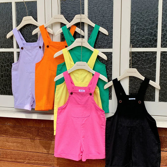 Cute Baby Children's Overall Baby Boys and Girls Korean Casual Pants Candy Color Costume  Overalls