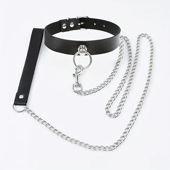 Gothic Punk Pu Leather Choker With O-Ring - Adjustable Collar Necklace For Women, Perfect For Halloween & Everyday Wear