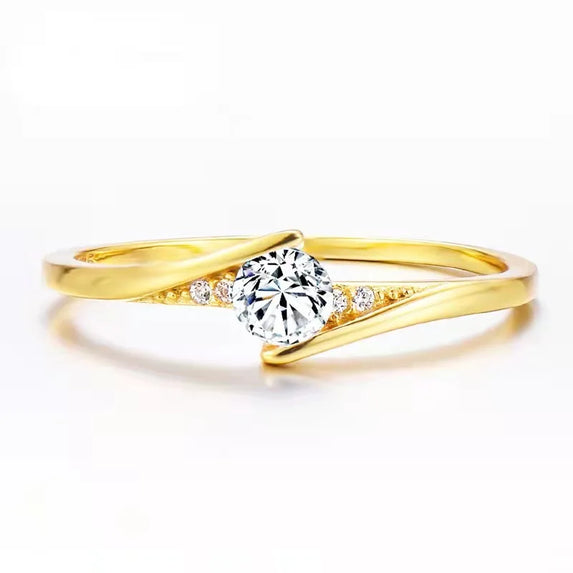 Classic Fashion Women Rings Metal Gold Color White Zircon Ring for Women Romantic Bride Girl Proposal Ring Wedding Jewelry Gift