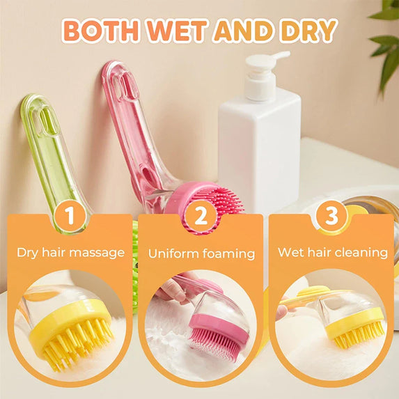 Pet Bath Brush 2025 New 2 In 1 Dog Bath Brush With Built-in Shampoo Dispenser Pet Wash Brush Dogs Cats Grooming Massage Brush