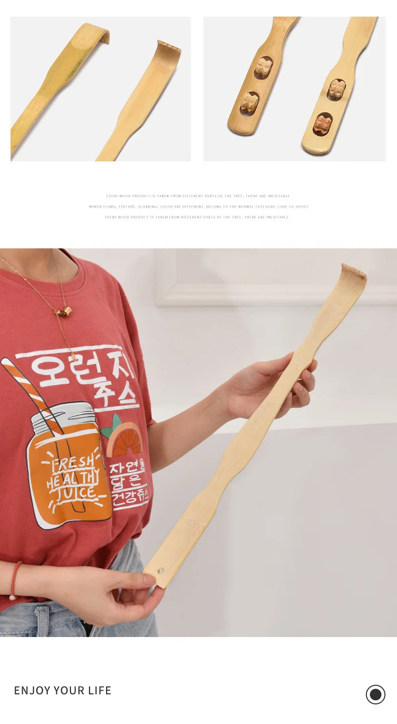 Durable Bamboo Massager Back Scratcher Wooden Body Roller Stick Backscratcher Wooden Scratching Backscratcher Massager