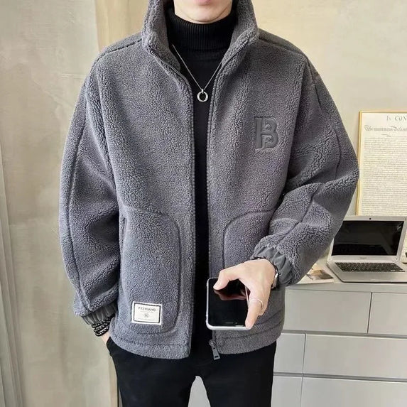 Men's Fleece-Lined and Thickened Cotton Coat 2024 New Fall Winter Trendy Overcoat Loose Fitting Hooded Warm Weather Jacket