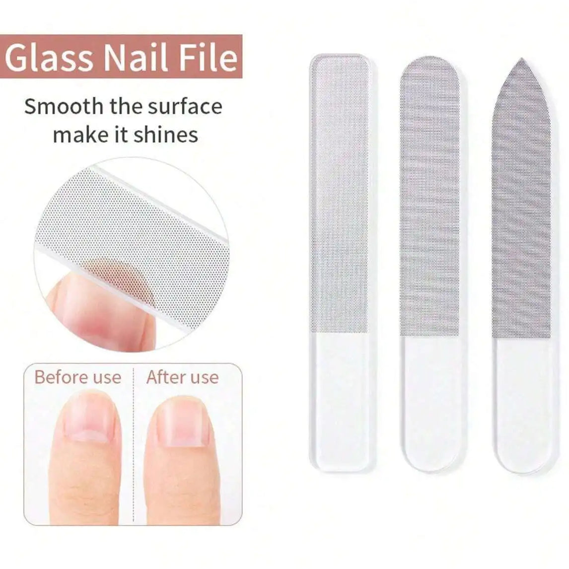 3pcs Nano Glass Nail Files Professional Sanding Polishing Files Transparent Nail File Grinding Equipment Manicure Art Tools