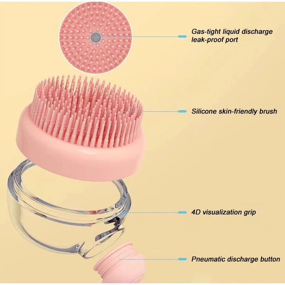 Pet Bath Brush 2025 New 2 In 1 Dog Bath Brush With Built-in Shampoo Dispenser Pet Wash Brush Dogs Cats Grooming Massage Brush