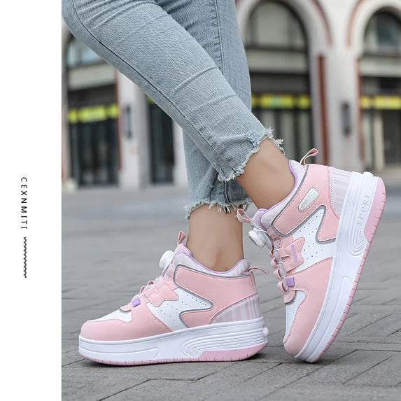 Children Junior Roller Skate Shoes Kids Sneakers with Two Boys Girls Wheels Shoes Running Adult Casual Boys Shoes size 31-42