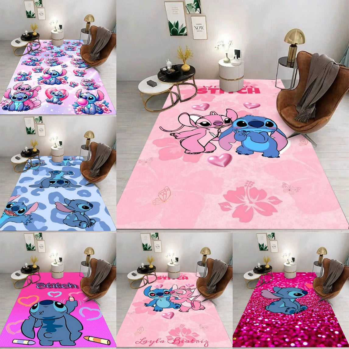 MINISO Disney Stitch Angel HD Carpets for Living Room Decor Bedroom Leisure PlayMats Sofa Mat Welcome Rug Kid's Favorite Gifts